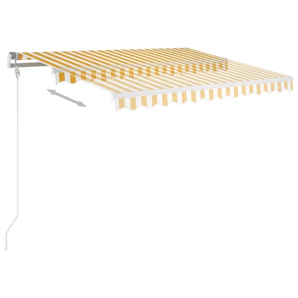 vidaXL Automatisk markis med vindsensor & LED 350x250 cm gul/vit
