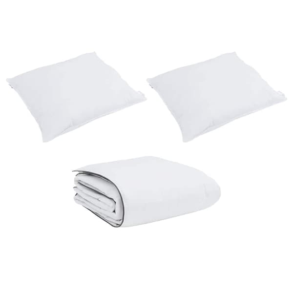 vidaXL Duntäcke med kudde med kudde 2 pcs Vit Mikrofiber