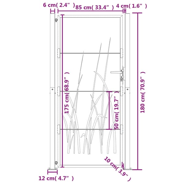 vidaXL Hageport antrasitt 100x175 cm stålgressdesign