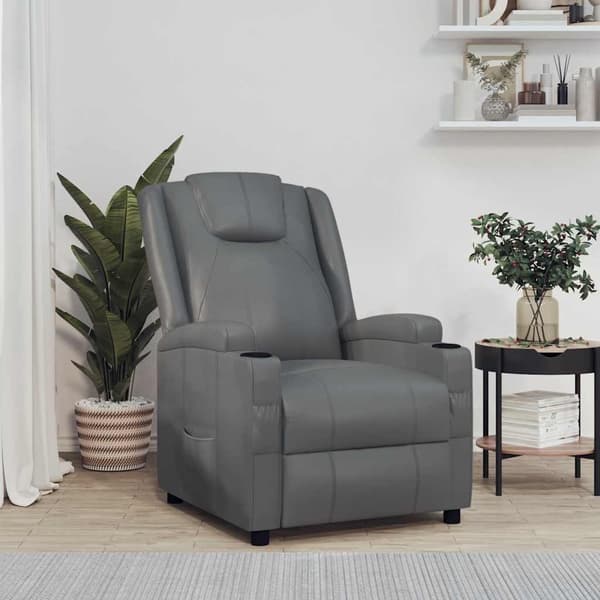 vidaXL Reclinerfåtölj grå konstläder