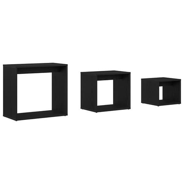 vidaXL Nesting Bord 3 pcs Svart Eik Konstruert tre