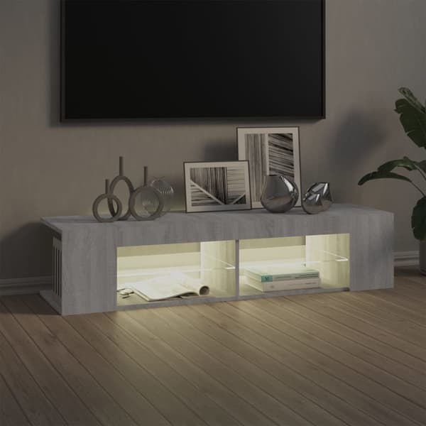 vidaXL TV-benk med LED-lys grå sonoma 135x39x30 cm