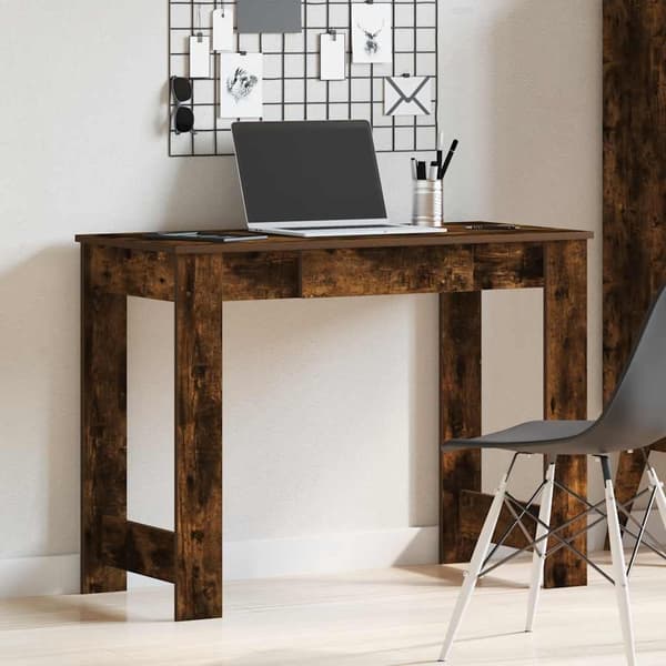 vidaXL Skrivebord røkt eik 100x45x75 cm konstruert tre