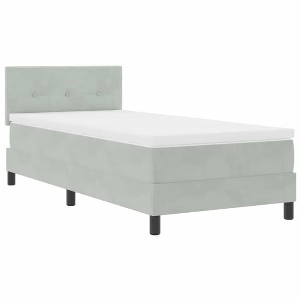 vidaXL Bäddfjäder med madrass Ljusgrå 100 x 200 cm Sammet
