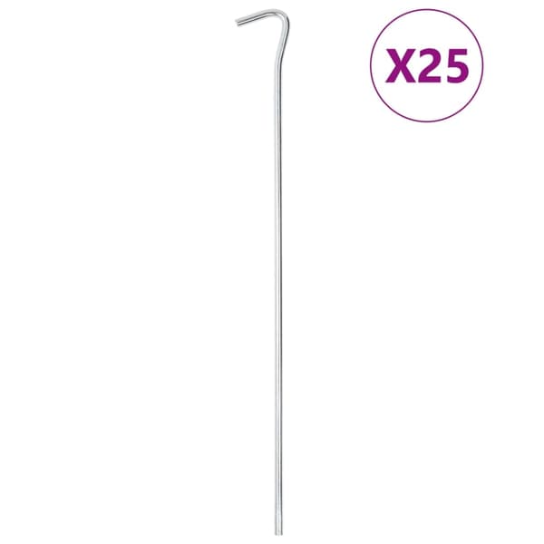 vidaXL Tältpinnar 25 st 30 cm Ø7 mm galvaniserat stål