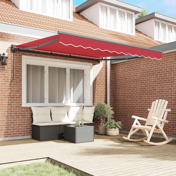 vidaXL Markisram Röd 350 x 250 cm Polyester med PU-beläggning