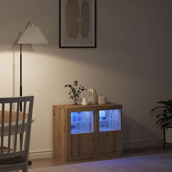 vidaXL LED sideboard 2 pcs Artisan Eik 41 x 37 x 67 cm Konstruert tre