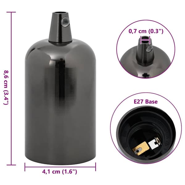 vidaXL Lamphållare 2 st blank svart E27