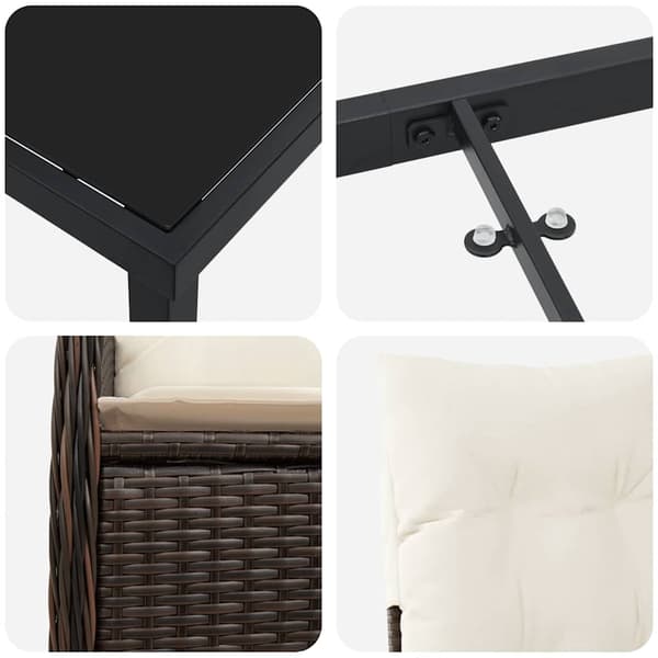 vidaXL Trädgårdsmöbelset med kudde 5 pcs Brun konstrotting