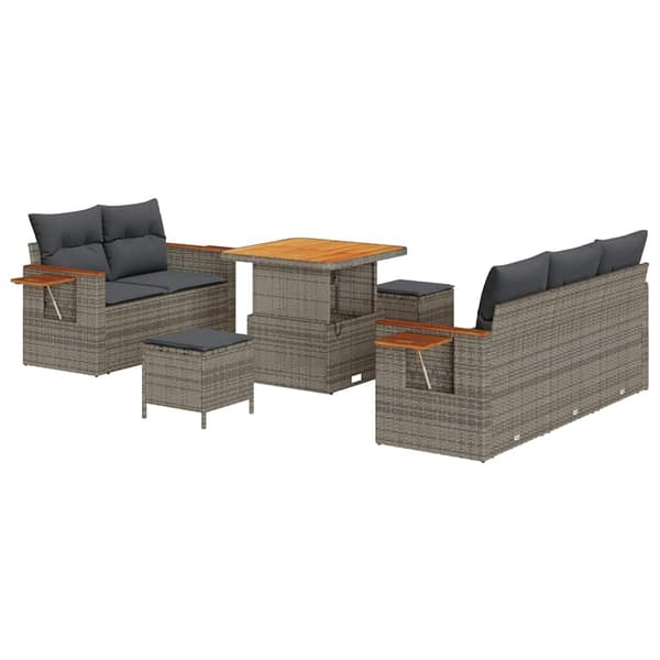 vidaXL Trädgårdsoffset 8 pcs Grå Poly Rattan och Pulverlackerad Stål