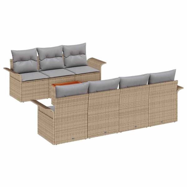 vidaXL Trädgårdsoffset 8 pcs Beige och Ljusgrå konstrotting