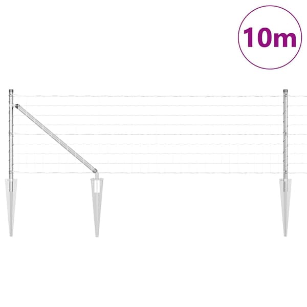 vidaXL Gjerde med stolpe sølv 0,4 x 10 m Stål
