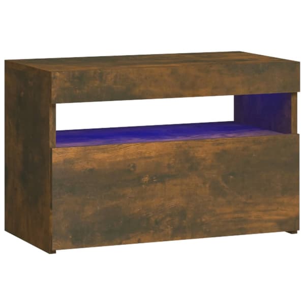 vidaXL Nattbord med LED røkt eik 60x35x40 cm