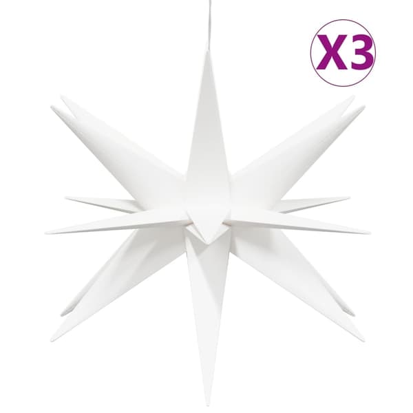 vidaXL Stjärnor med LED-belysning 3 st vikbar vit 57 cm
