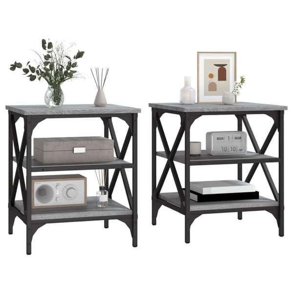 vidaXL Sidebord 2 stk grå sonoma 40x42x50 cm konstruert tre