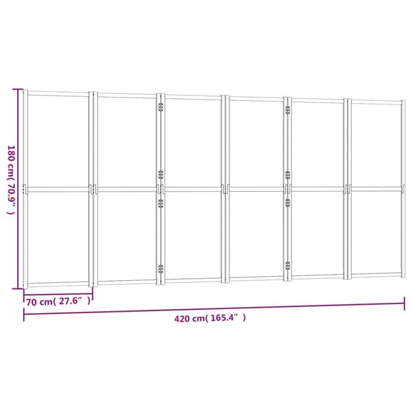 vidaXL Romdeler 6 paneler kremhvit 420x180 cm