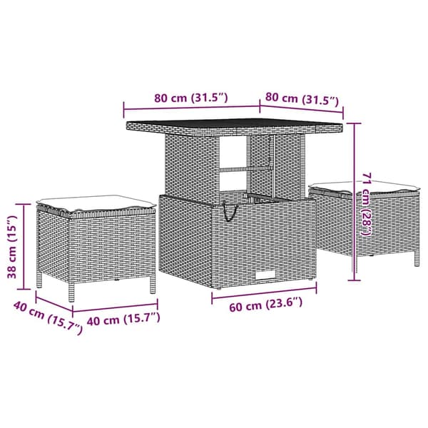 vidaXL Trädgårdsoffset med lagring 11 pcs Beige Poly rattan
