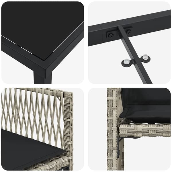 vidaXL Hage Spisegruppe 5 pcs Lysegrå polyrotting