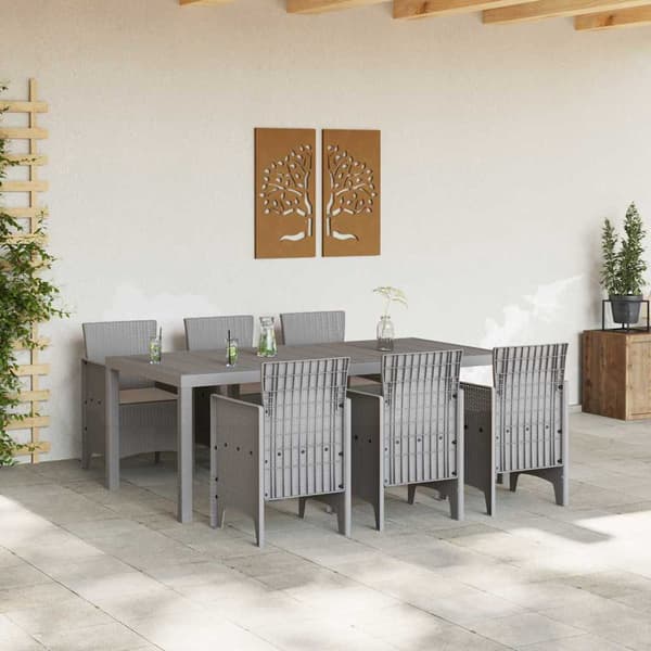 vidaXL Hage Spisegruppe 7 pcs Lysegrå Polypropen