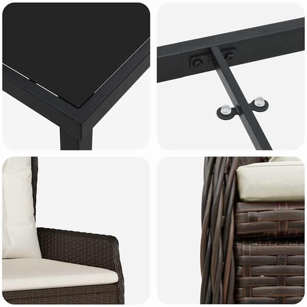 vidaXL Trädgårdsmöbelset 9 pcs Brun konstrotting