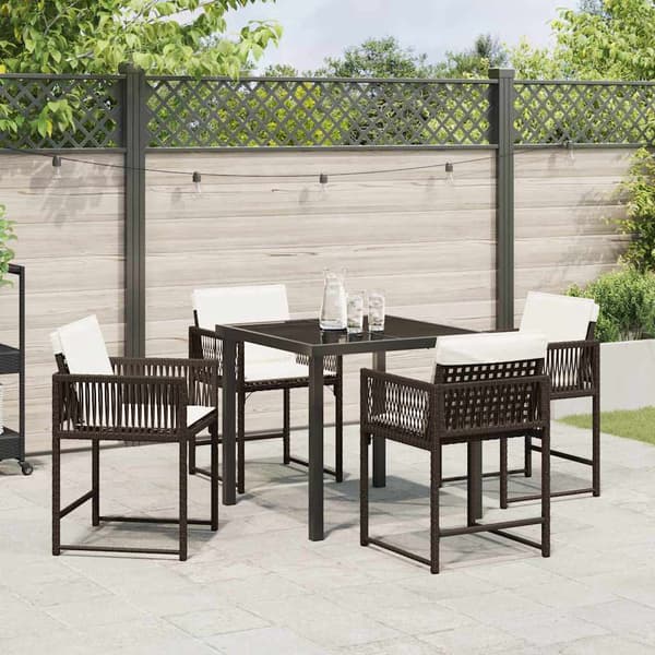 vidaXL Hage Spisegruppe 5 pcs Brun polyrotting