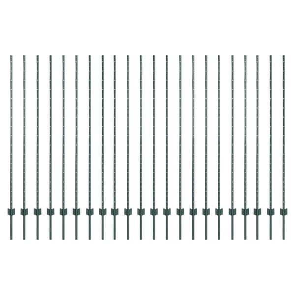 vidaXL Stängselstolpe 22 pcs Grön 200 cm Stål