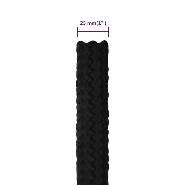 vidaXL Arbeidstau svart 25 mm 25 m polyester