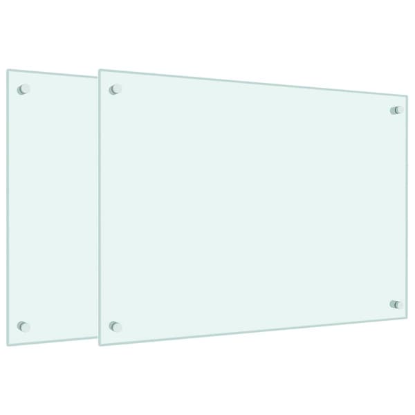 vidaXL Stänkskydd 2 st vit 70x50 cm härdat glas