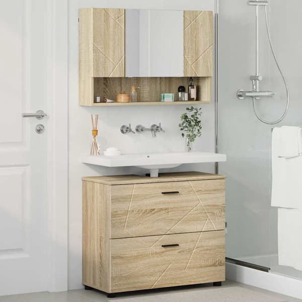 vidaXL Baderomsinnredningssett 2 pcs Sonoma eik 76.5 x 35 x 64 cm