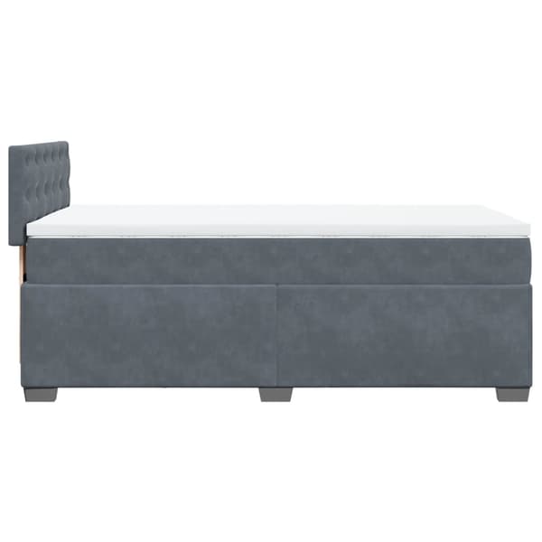 vidaXL Ramsäng med madrass mörkgrå 90x190 cm sammet