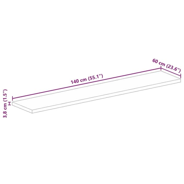 vidaXL Bordplate 140x60x3,8 cm rektangulær heltre akasie