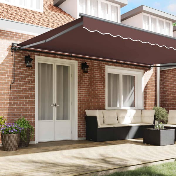 vidaXL Markisram Brun 500 × 300 cm Polyester med PU-beläggning