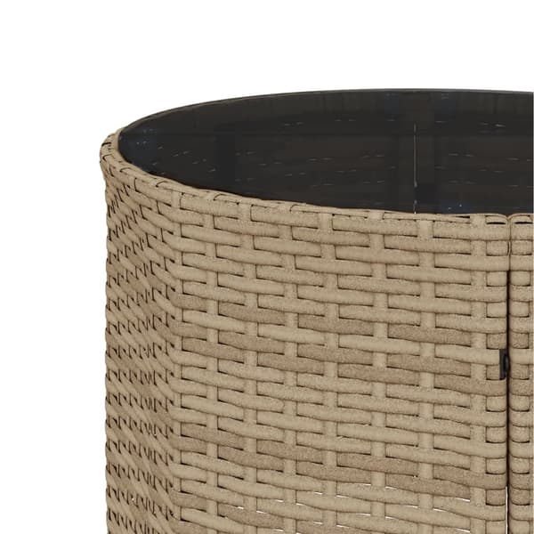 vidaXL Trädgårdssoffa med bord och dynor rund beige konstrotting