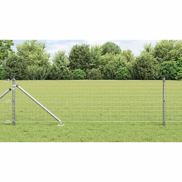 vidaXL Stängselstolpe 7 pcs Silver Stål