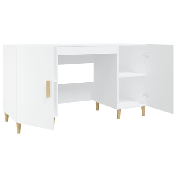vidaXL Skrivebord hvit 140x50x75 cm konstruert tre