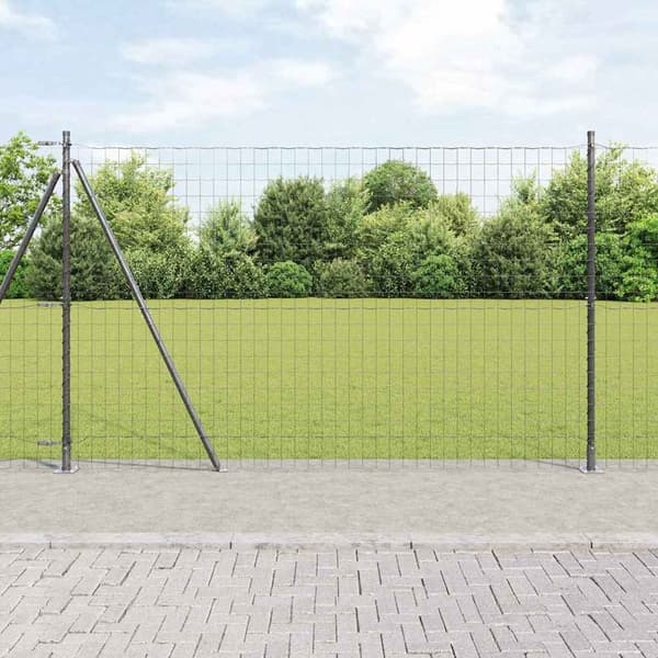 vidaXL Gjerde med stolpe Grå 1,5 x 10 m Stål