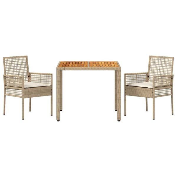 vidaXL Trädgårdsmöbelset 3 pcs Beige konstrotting