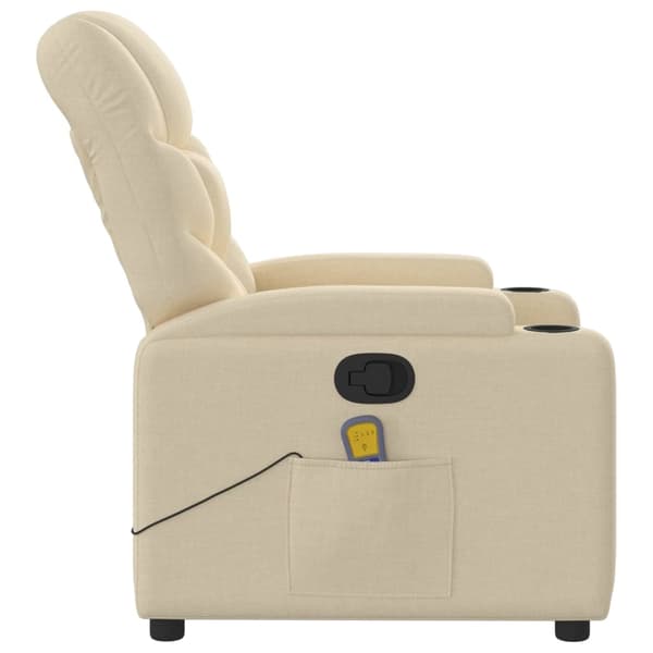 vidaXL Massagefåtölj gräddvit tyg