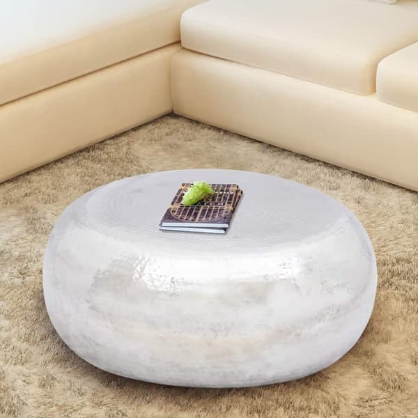 vidaXL Soffbord av hamrad aluminium silver