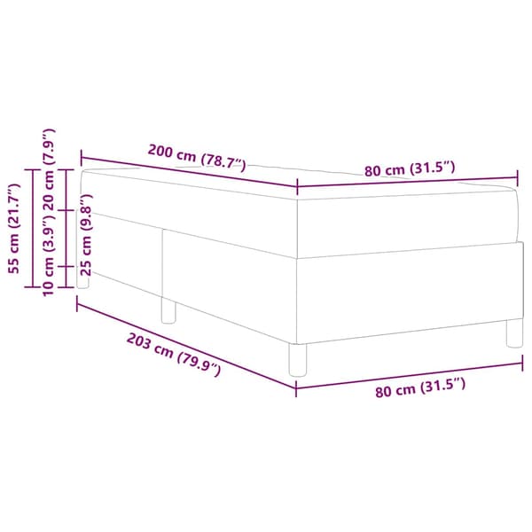 vidaXL Sängram med madrass Ljusgrå 80 x 200 cm tyg