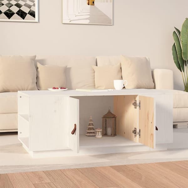 vidaXL Soffbord vit 100x50x41 cm massiv furu