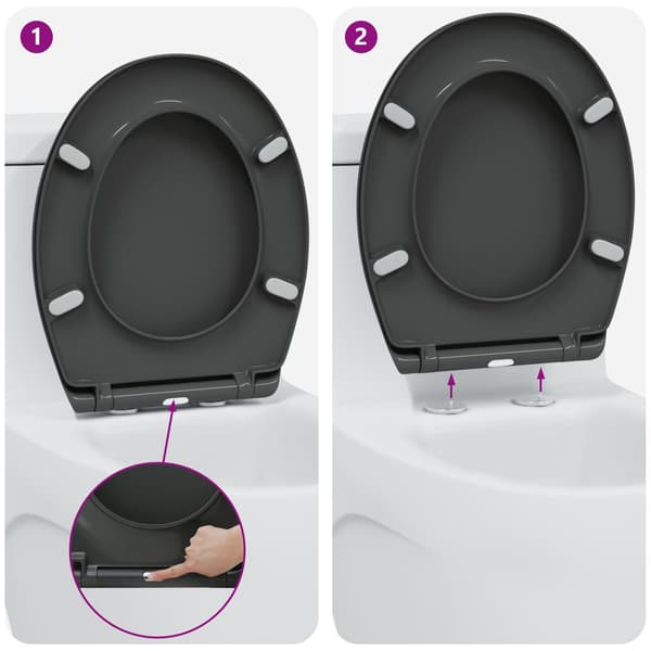vidaXL Antracit Duroplast Standard Toalettsits Oval Samtida