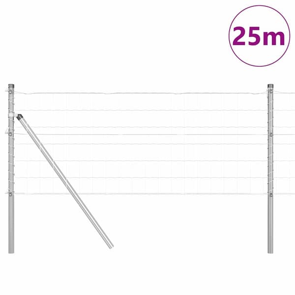 vidaXL Gjerde med stolpe sølv 0,4 x 25 m Stål og PVC