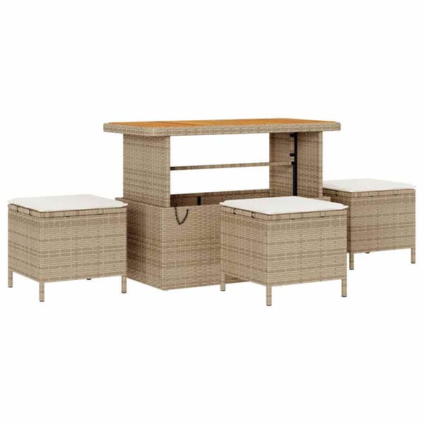 vidaXL Trädgårdsmöbelset Beige konstrotting