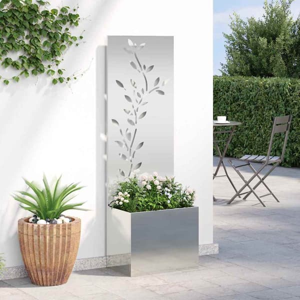 vidaXL Trädgårds integritetsskärm Blommor Silver 50 x 32 x 150 cm