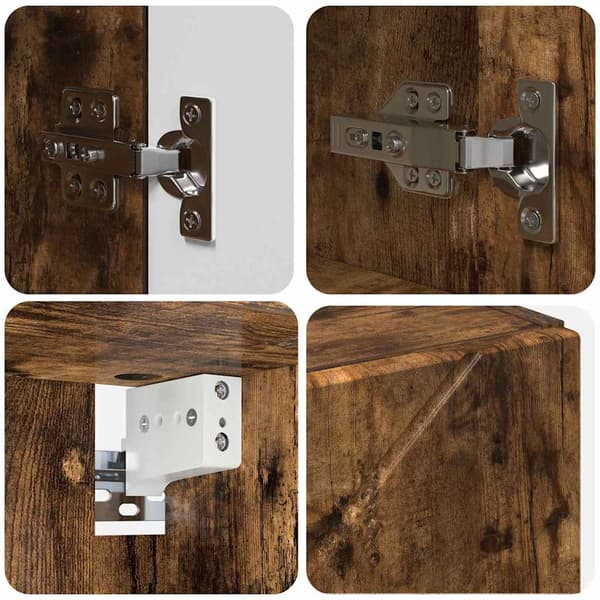 vidaXL Baderomsinnredningssett 4 pcs Røkt eik Konstruert tre & Metall