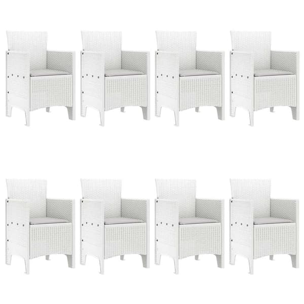 vidaXL Trädgårdsmöbelset 9 pcs Vit Polypropylen