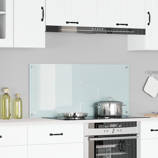 vidaXL Köksskydd Vit 110 x 50 cm härdat glas