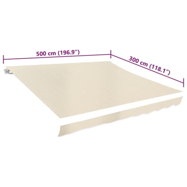 vidaXL Markisduk gräddvit 5x3 m