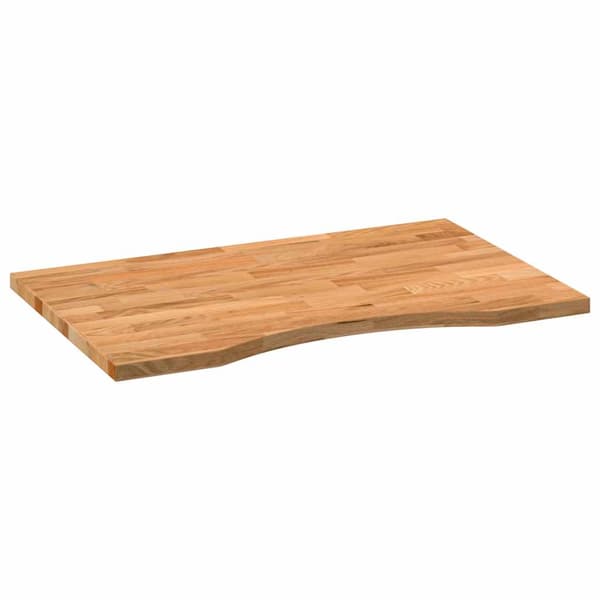 vidaXL Bordplate lysebrun 80x50x2,5 cm rektangulær heltre eik